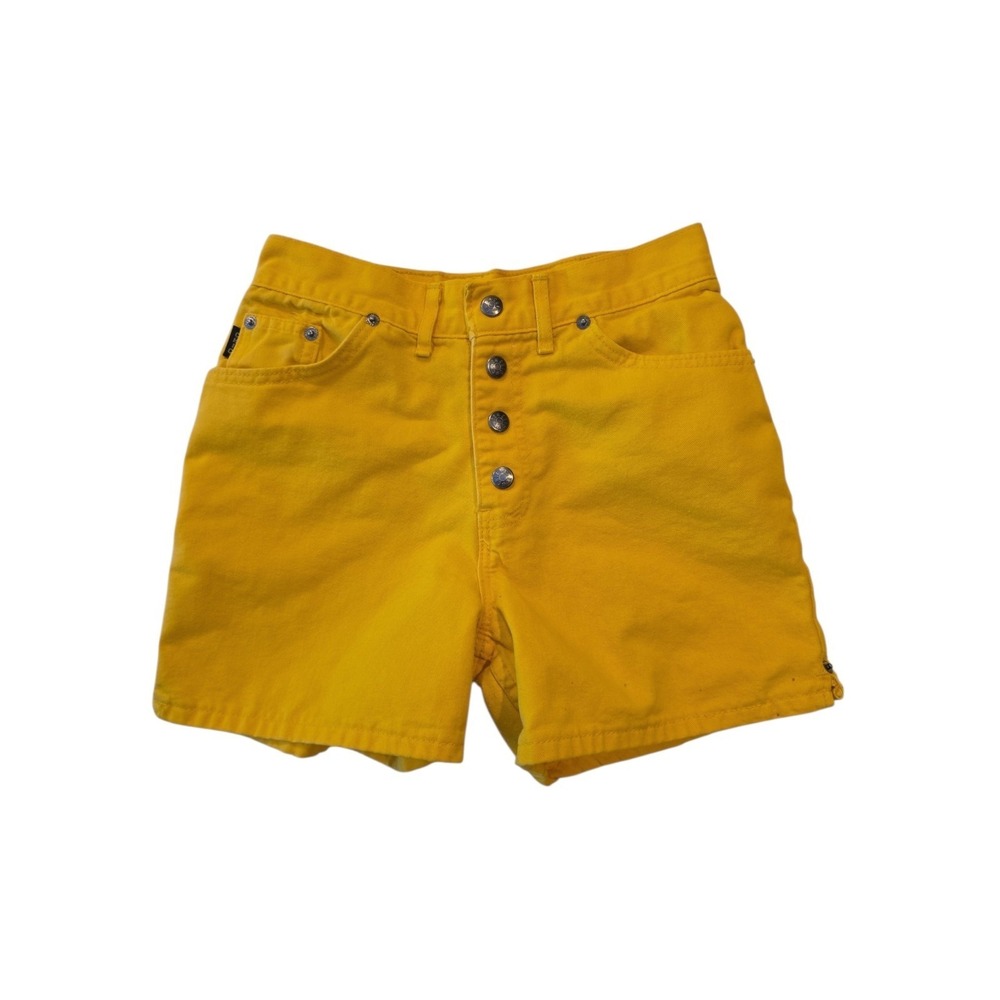Vintage Chic Girls Yellow Denim Shorts High Rise Approximate Size 10/12 24"
